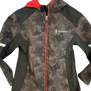 Free Country Boys Water Resistant Mid-weight Hooded Jacket Size 10/12 Black/Red